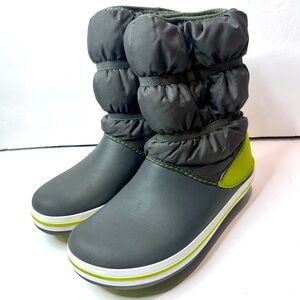Kids Gray and Green CROC Boots